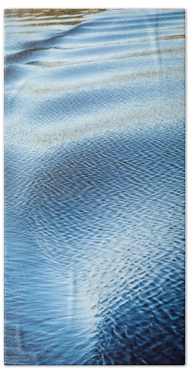 Water Abstracts Hand Towel featuring the photograph Blue On Blue #1 by Karen Wiles