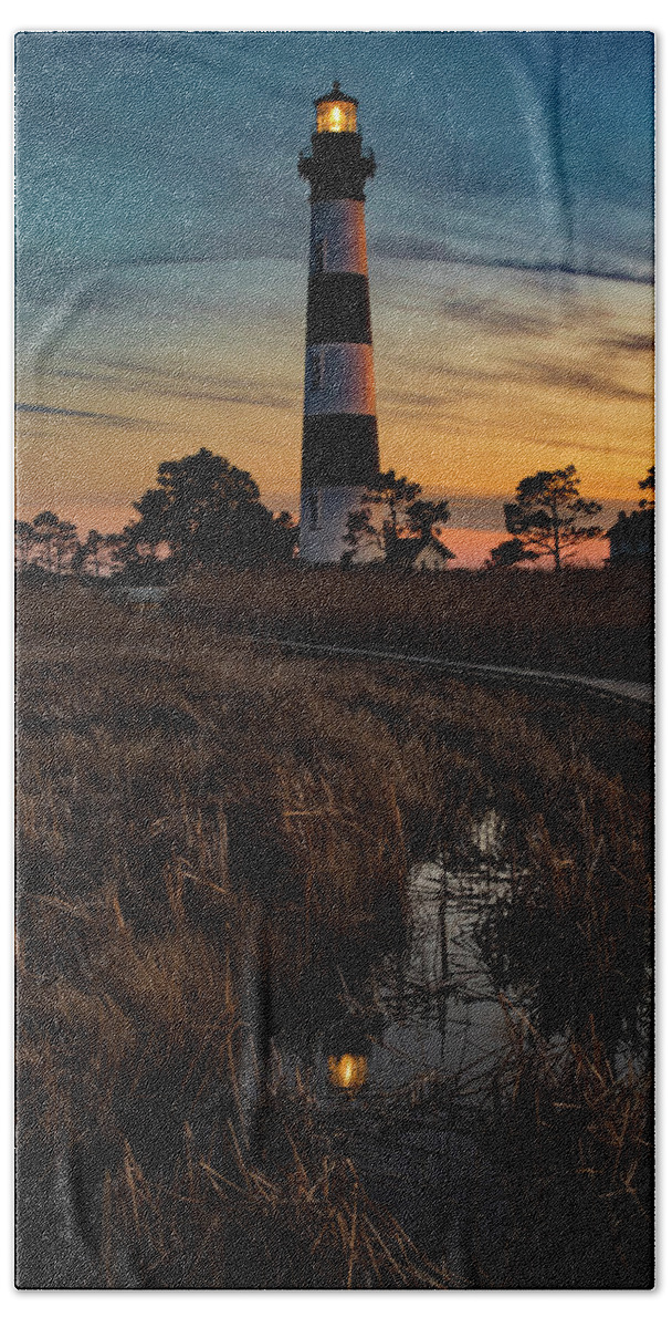 Bodie Hand Towel featuring the photograph Bodie Island Sunset #1 by Nick Noble