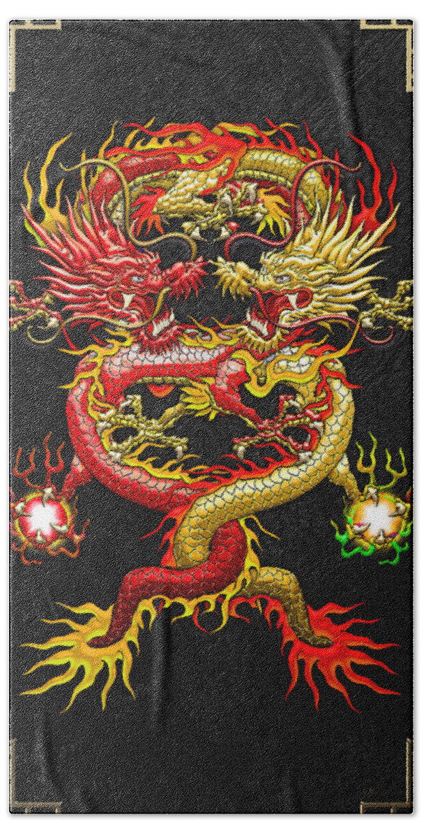 treasures Of Asia Collection By Serge Averbukh Bath Towel featuring the photograph Brotherhood of the Snake - The Red and The Yellow Dragons #1 by Serge Averbukh