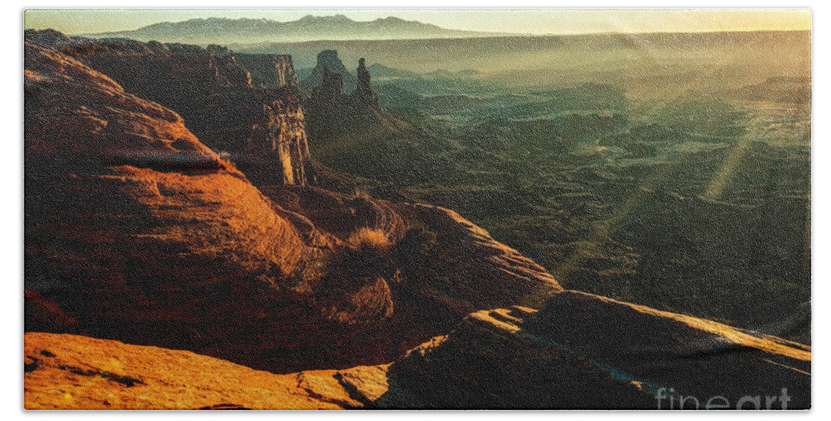 Utah Hand Towel featuring the photograph Canyon Sunbeams #2 by Kristal Kraft
