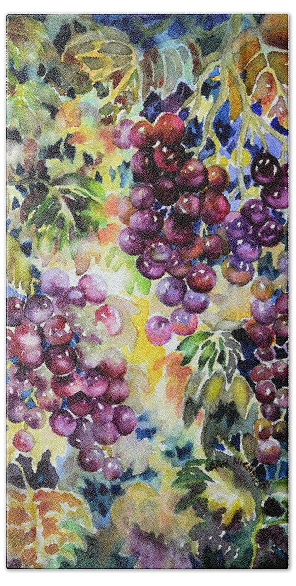 Watercolor Hand Towel featuring the painting Cascade #1 by Ann Nicholson