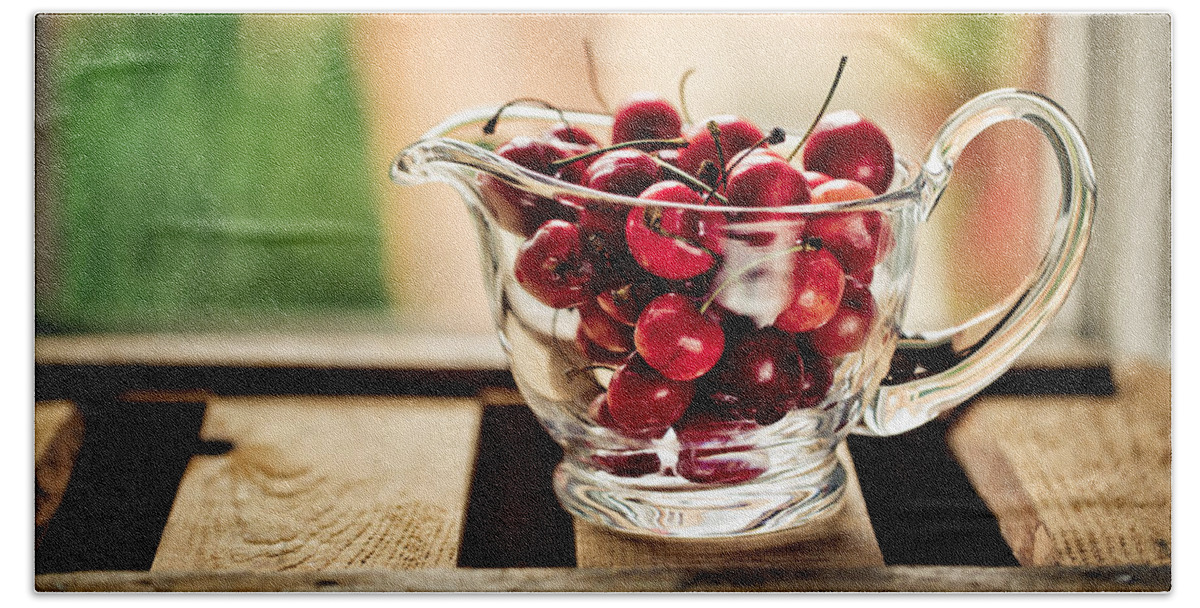 Cherry Hand Towel featuring the photograph Cherries by Nailia Schwarz