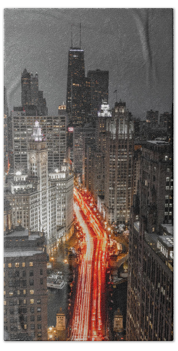 Chicago Hand Towel featuring the photograph Chicago Magnificent Mile #1 by Lev Kaytsner