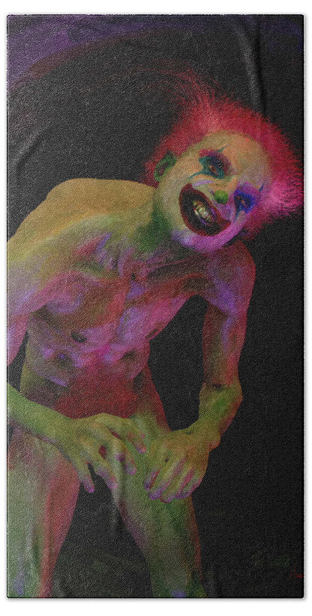 Clown Bath Towel featuring the digital art Clown #1 by Matthew Lindley