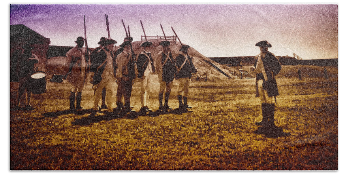 Philadelphia Bath Towel featuring the photograph Colonial Soldiers at Fort Mifflin #1 by Bill Cannon