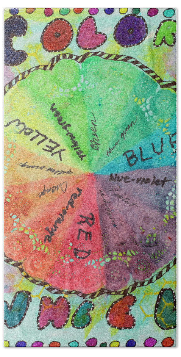 Color Hand Towel featuring the mixed media Color Wheel #1 by Dawn Boswell Burke