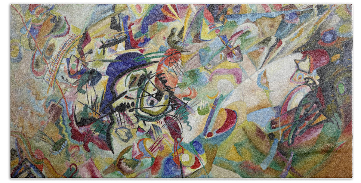 Wassily Kandinsky Bath Towel featuring the painting Composition VII by Wassily Kandinsky