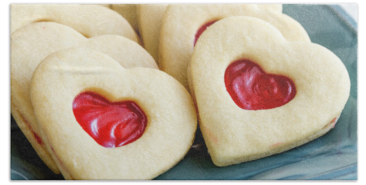 Valentines Day Bath Towel featuring the photograph Cookie Love #1 by Teri Virbickis
