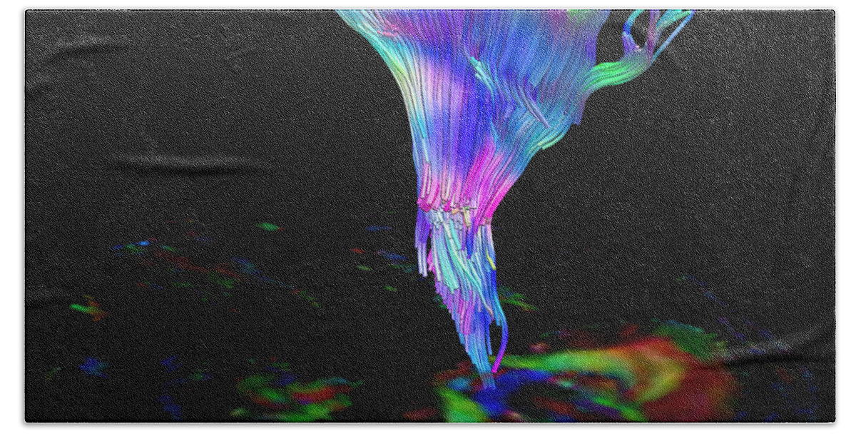 Brain Mri Bath Towel featuring the photograph Corona Radiata, Diffuse Tensor Imaging #1 by Living Art Enterprises