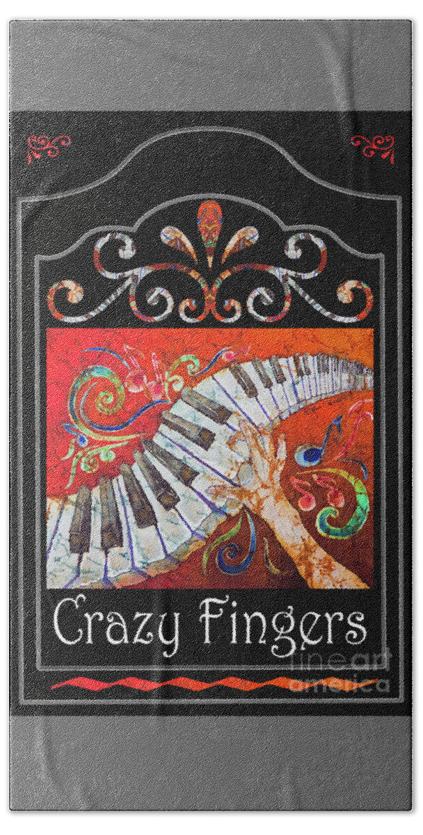 Piano Hand Towel featuring the mixed media CrazyFingers_Frame2 by Sue Duda