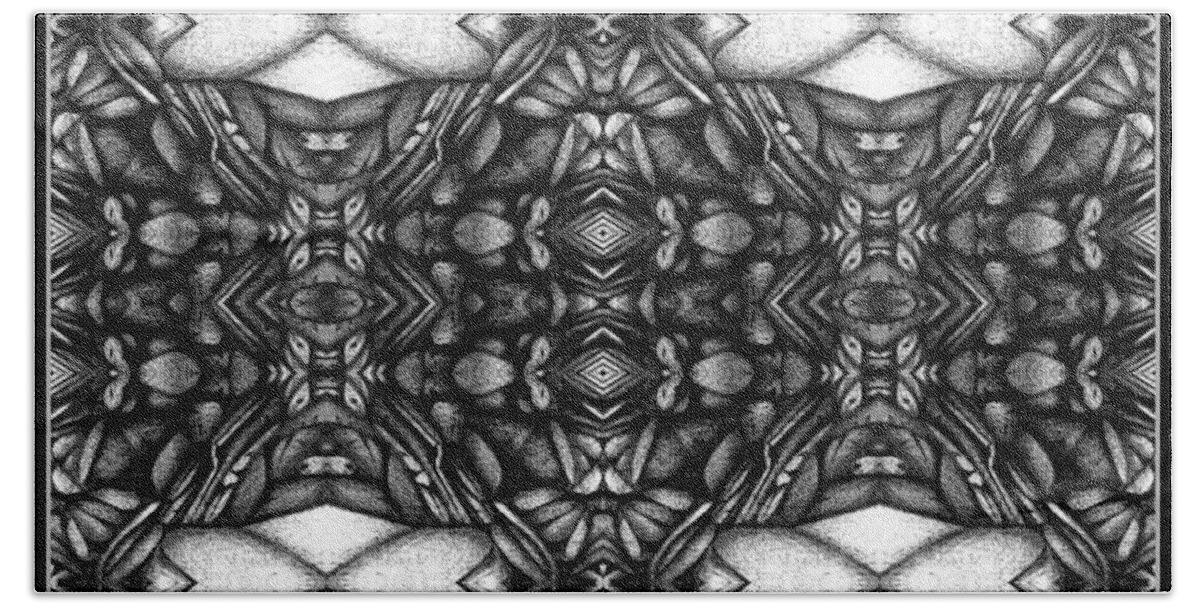 Digitally Altered Ballpoint Drawings Hand Towel featuring the digital art Dark Symetry by Jack Dillhunt