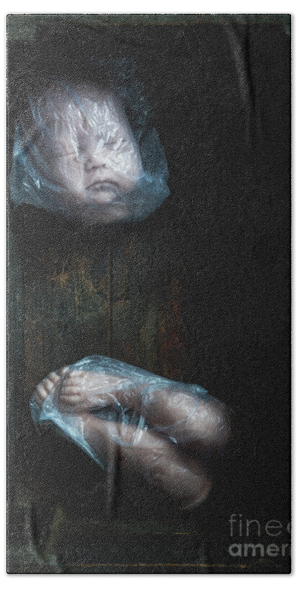 Baby Hand Towel featuring the photograph Doll Parts In Plastic Bags #1 by Lee Avison
