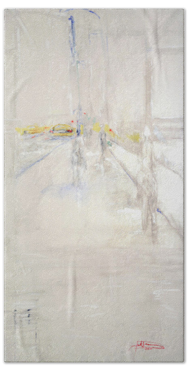  Art Bath Towel featuring the painting Early Winter In Manhattan by Jack Diamond