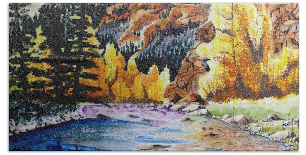 Creek Hand Towel featuring the painting East Clear Creek #1 by Jimmy Smith