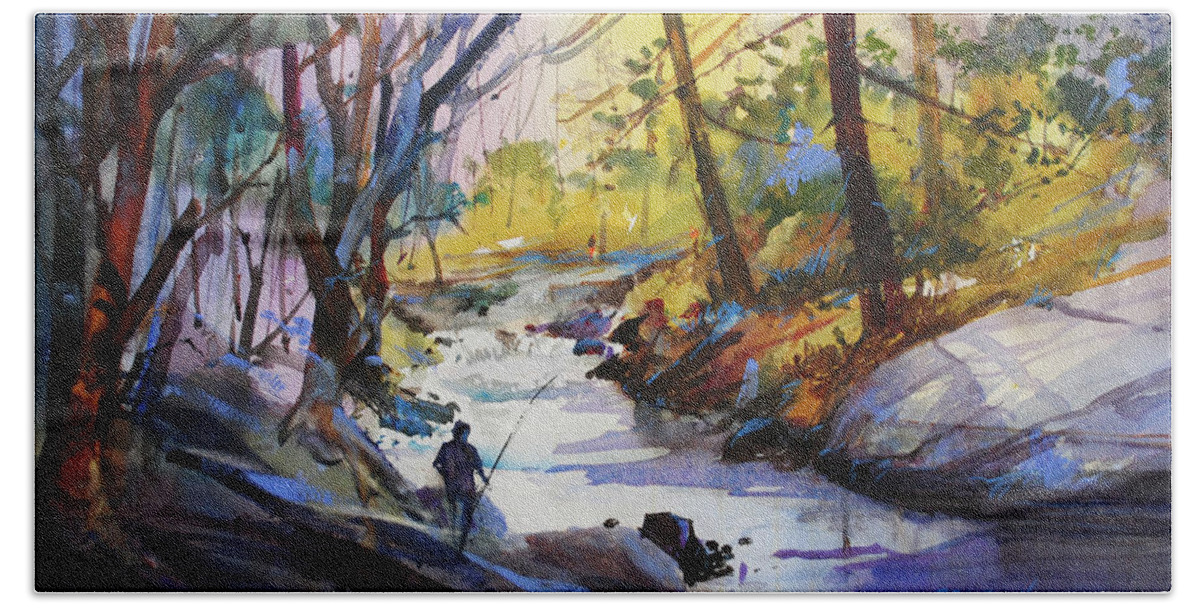 New England Scenes Hand Towel featuring the painting Enchanted Wilderness #1 by P Anthony Visco