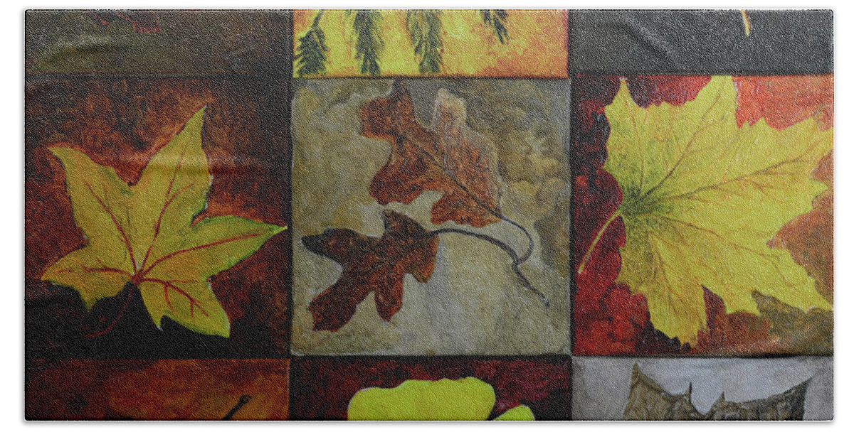 Leaf Bath Towel featuring the painting Fall Leaves #2 by Charles Owens