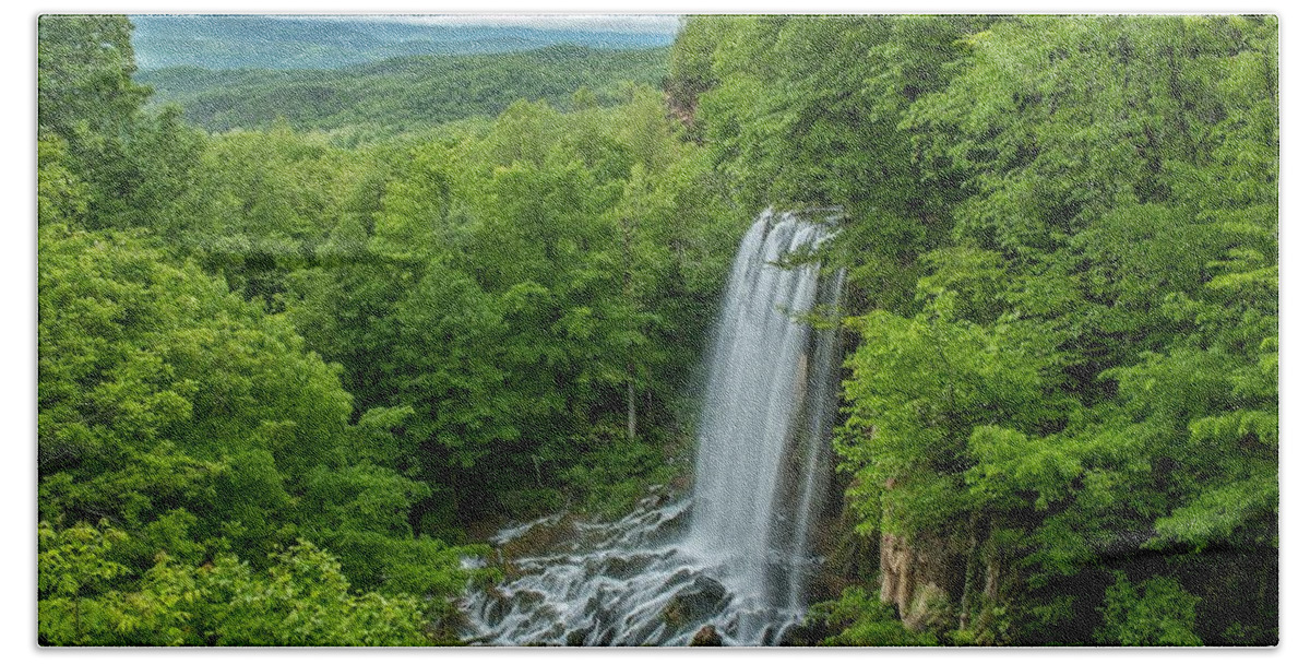 Falling Springs Falls Bath Towel featuring the photograph Falling Springs Falls - Virginia Waterfall by Chris Berrier