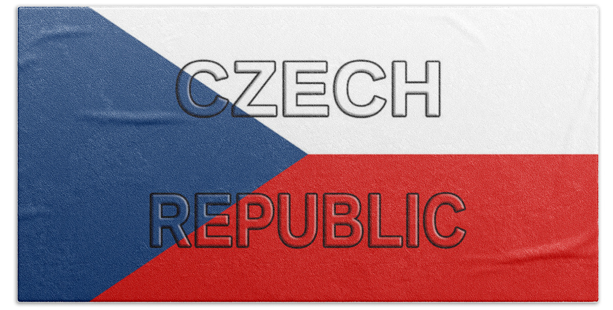 Czech Bath Towel featuring the digital art Flag of the Czech Republic #1 by Roy Pedersen