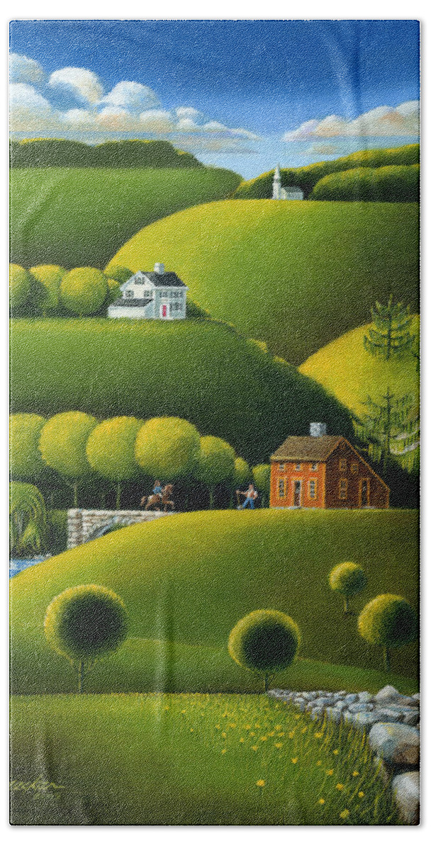 Deecken Hand Towel featuring the painting Foothills of the Berkshires by John Deecken