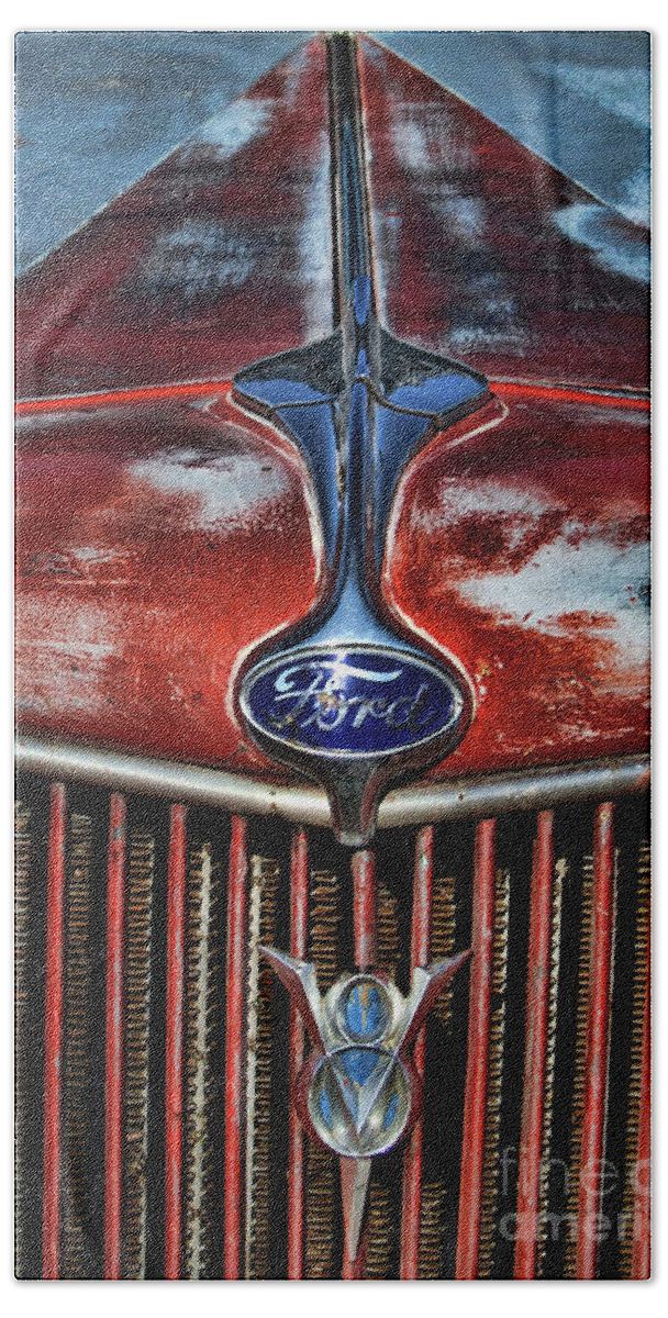 Old Bath Towel featuring the photograph Ford V8 #1 by Norma Warden