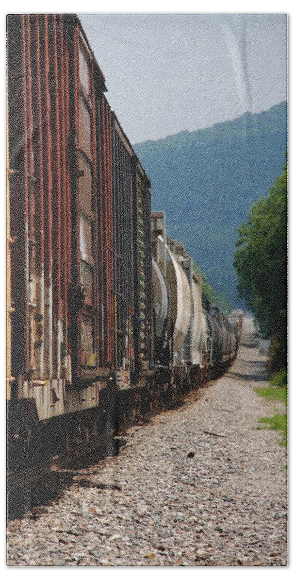 Train Bath Towel featuring the photograph Freight Train by Kenny Glover