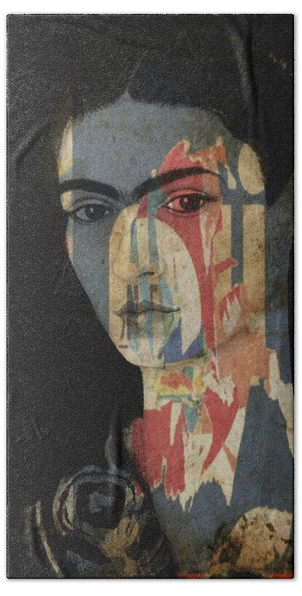 Frida Kahlo Hand Towel featuring the mixed media Frida Kahlo by Paul Lovering