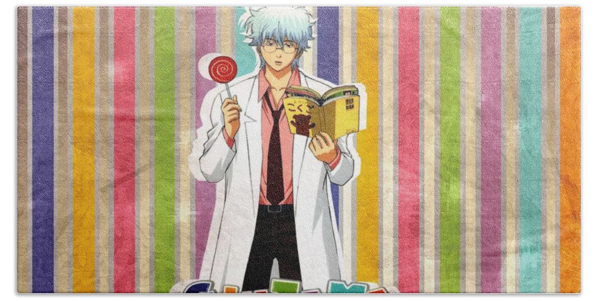 Gintama Hand Towel featuring the digital art Gintama #1 by Super Lovely