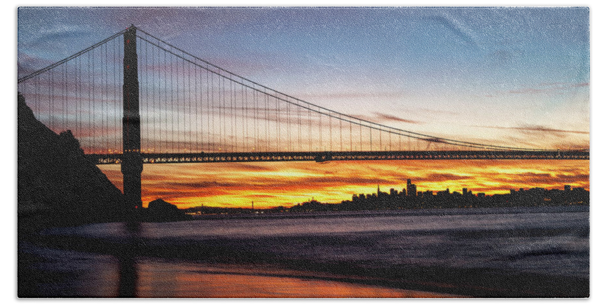 Golden Gate Bridge Hand Towel featuring the photograph Golden Gate at Dawn #1 by Rick Pisio