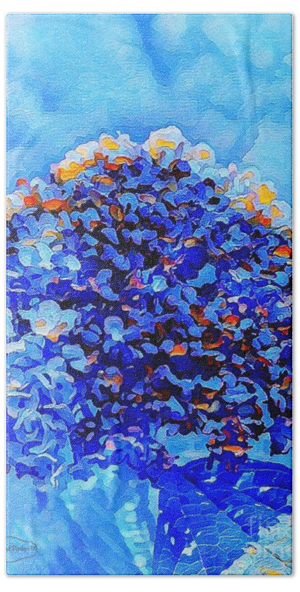 Flower Bath Towel featuring the mixed media Got The Blues #1 by MaryLee Parker