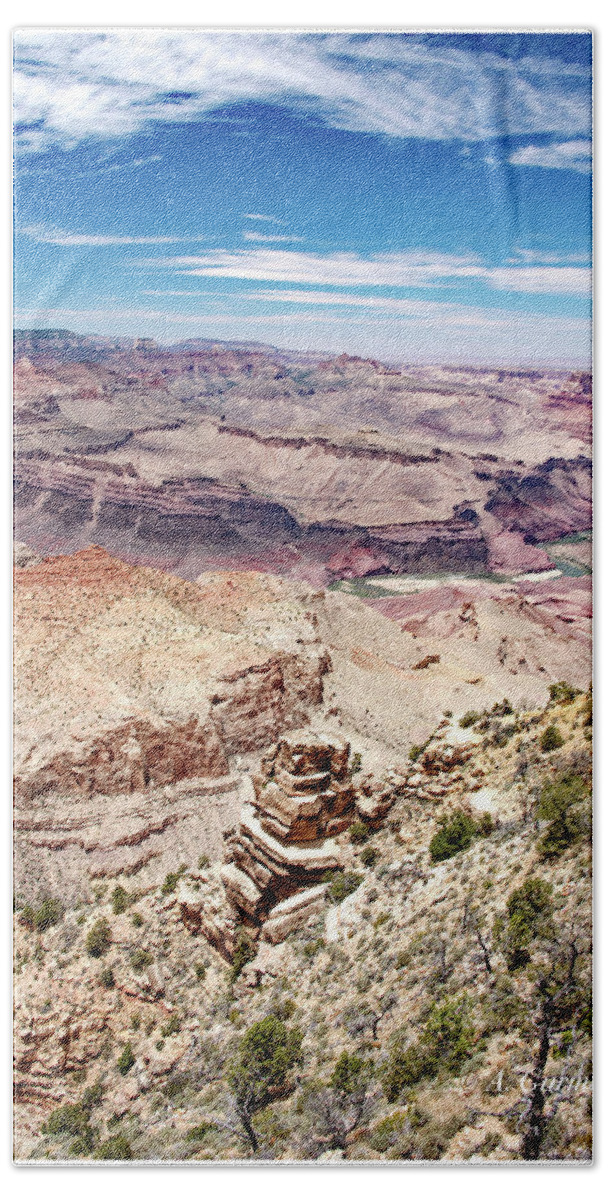 Grand Canyon National Park Hand Towel featuring the photograph Grand Canyon View from the South Rim, Arizona #1 by A Macarthur Gurmankin