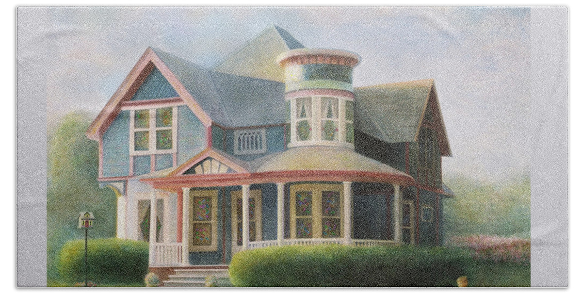 Americana Bath Towel featuring the painting Grandma's House #1 by Nancy Lee Moran