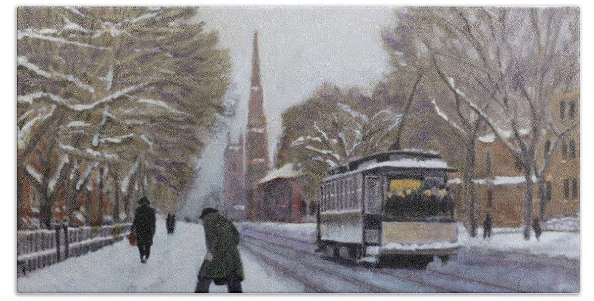 Winter Bath Towel featuring the painting Great Lakes Commuters #2 by David Zimmerman