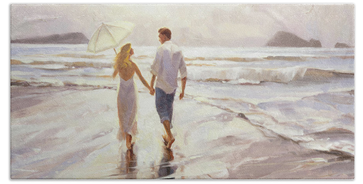 Romantic Hand Towel featuring the painting Hand in Hand by Steve Henderson