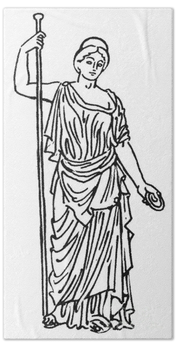 Ancient Bath Towel featuring the drawing Hera / Juno #1 by Granger