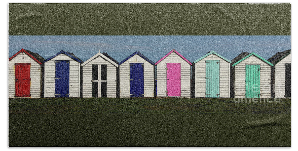 Beach Bath Towel featuring the photograph Holiday Beach Huts #1 by Tom Conway