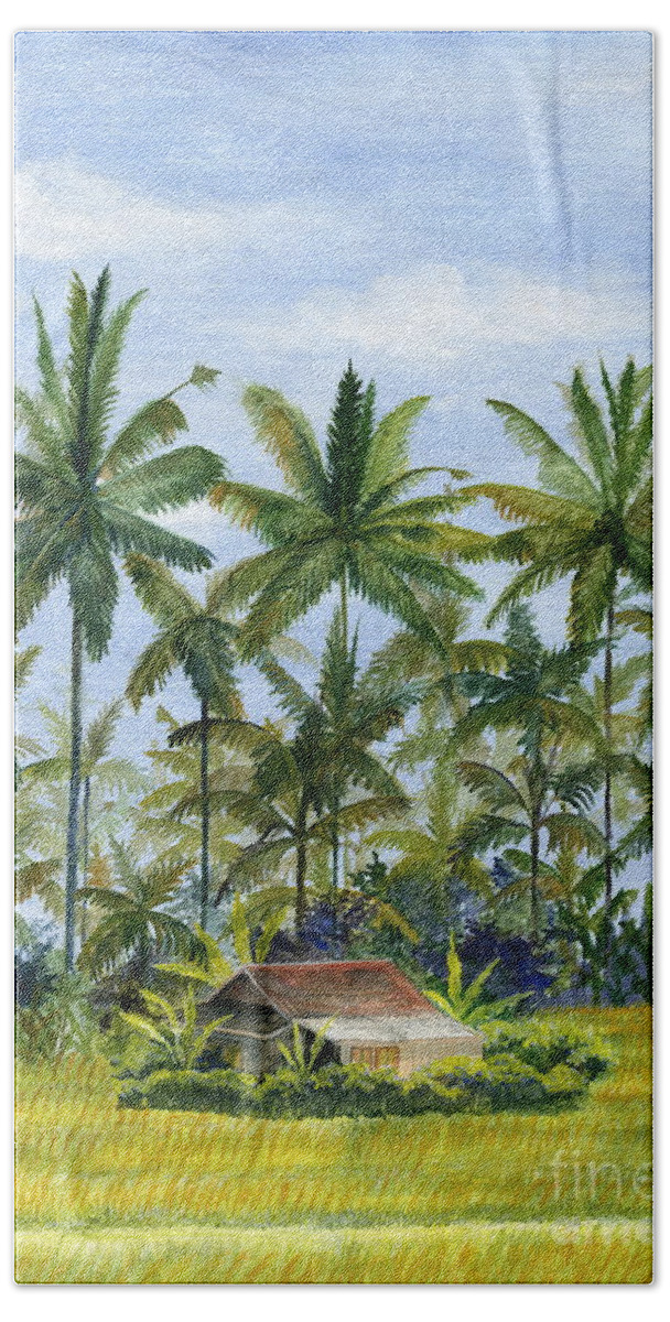 Ubud Hand Towel featuring the painting Home Bali Ubud Indonesia #1 by Melly Terpening