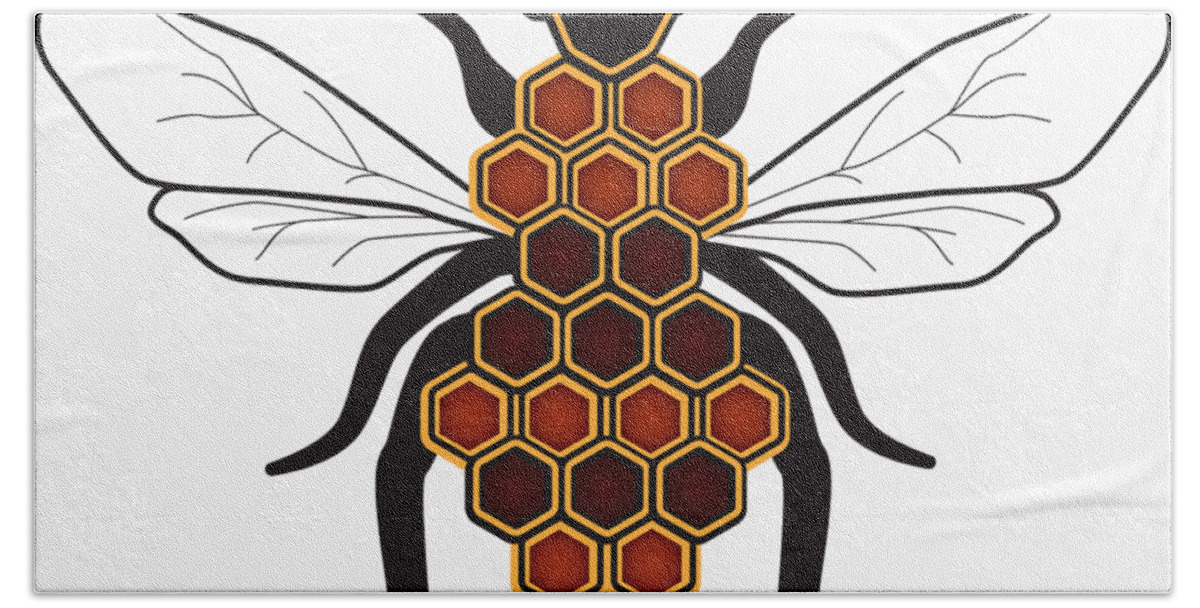 Cartoon Bath Towel featuring the digital art Honeycomb Bee Sans Border by Pelo Blanco Photo