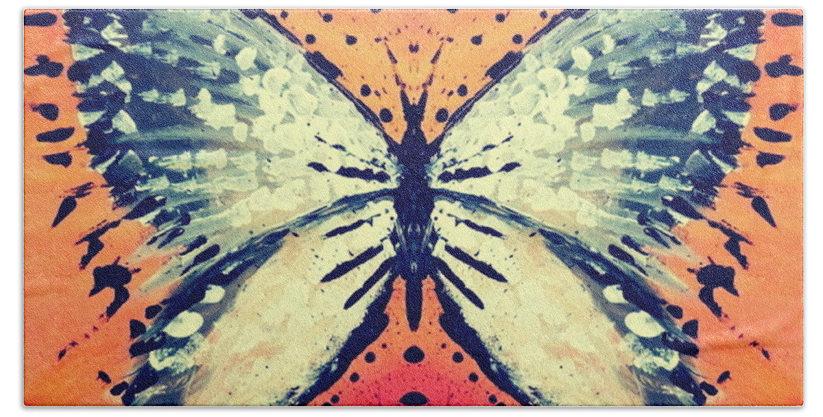 Moth Bath Towel featuring the painting In Flight by 'REA' Gallery