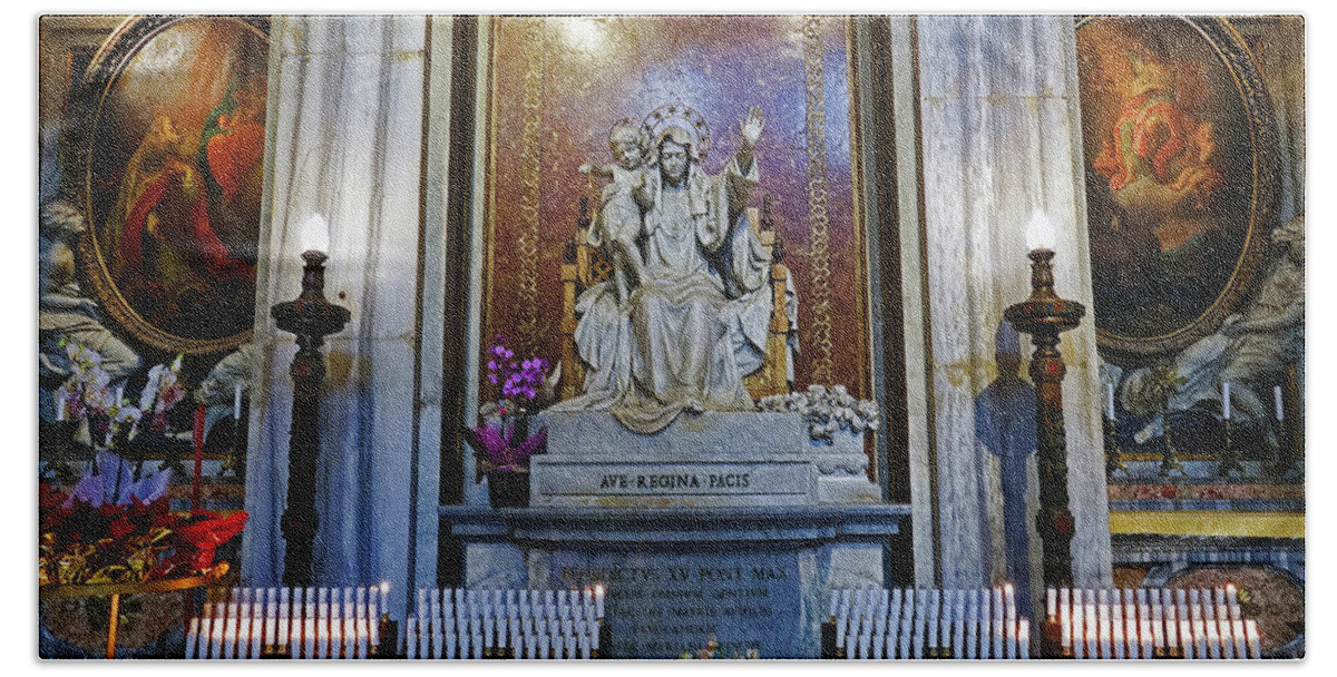 Church Bath Towel featuring the photograph Interior View Of The Basilica di Santa Maria Maggiore In Rome Italy by Rick Rosenshein