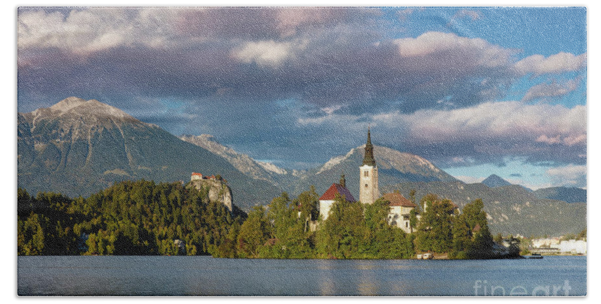 Lake Bled Bath Towel featuring the photograph Lake Bled Evening #2 by Brian Jannsen