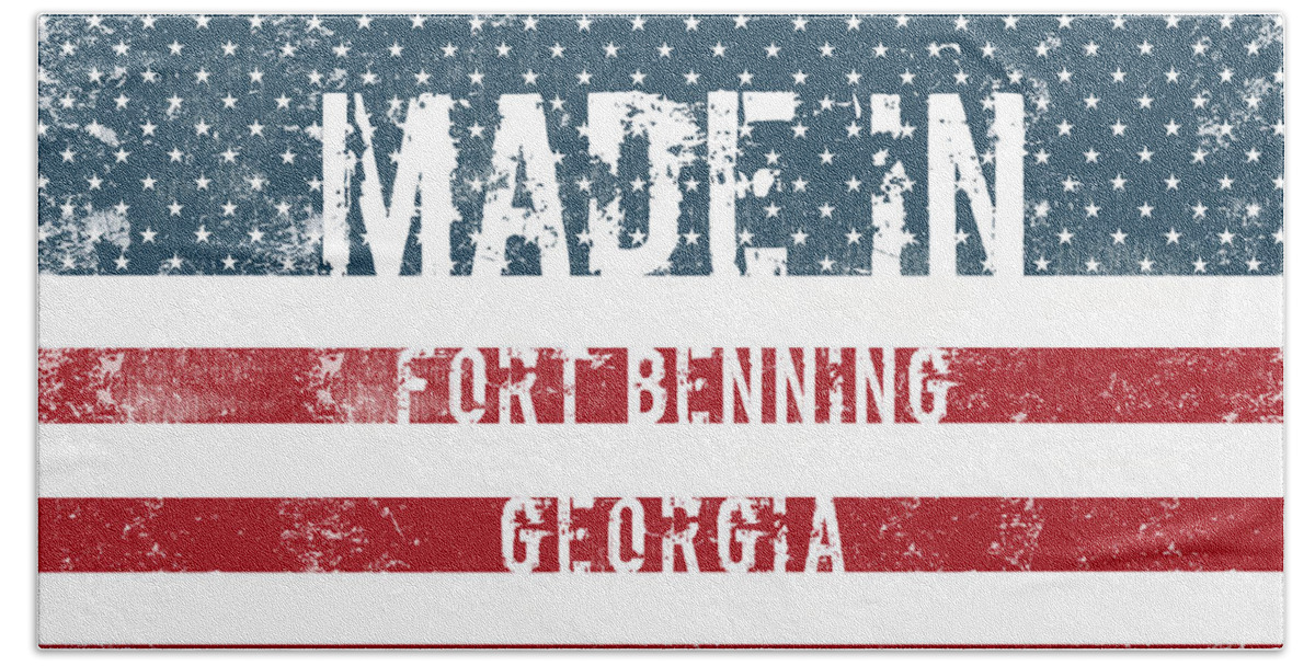 Fort Benning Hand Towel featuring the digital art Made in Fort Benning, Georgia #1 by Tinto Designs