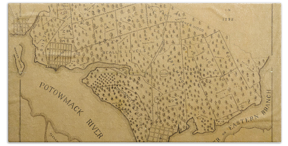Map Of Washington Bath Towel featuring the photograph Map Of Washington 1792b #1 by Andrew Fare