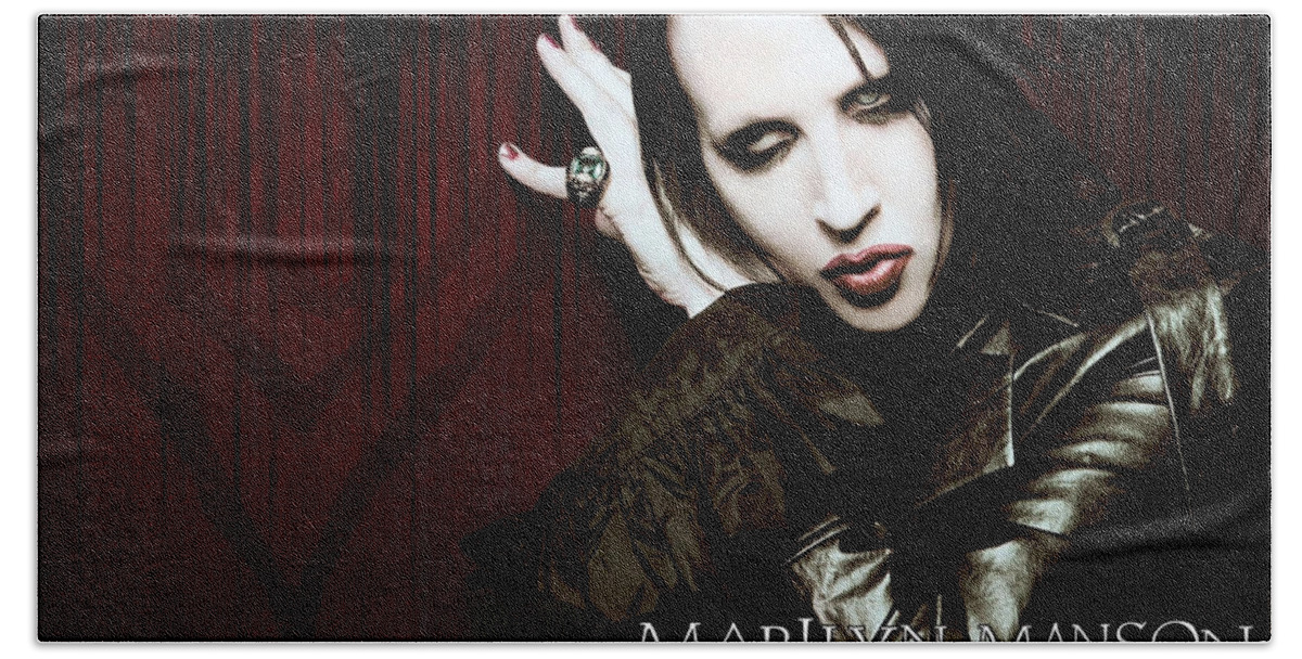 Marilyn Manson Bath Towel featuring the digital art Marilyn Manson #1 by Super Lovely