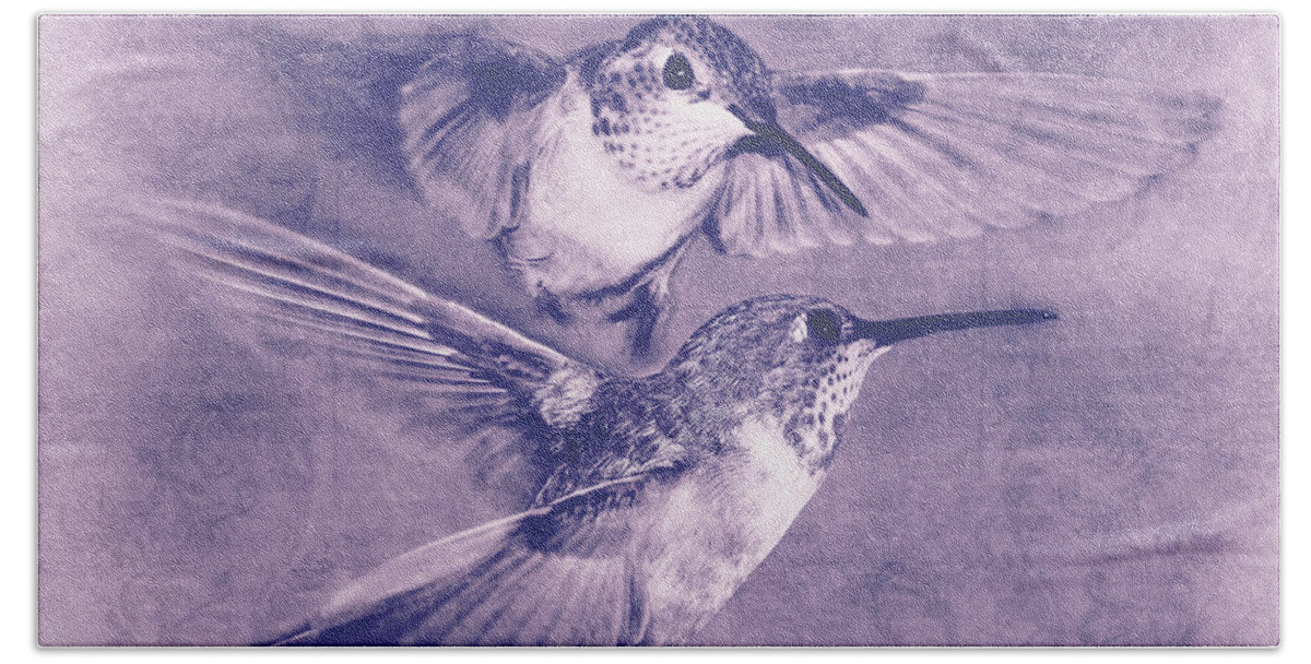 Hummingbirds Bath Towel featuring the photograph Mid-Flight I #1 by Leda Robertson