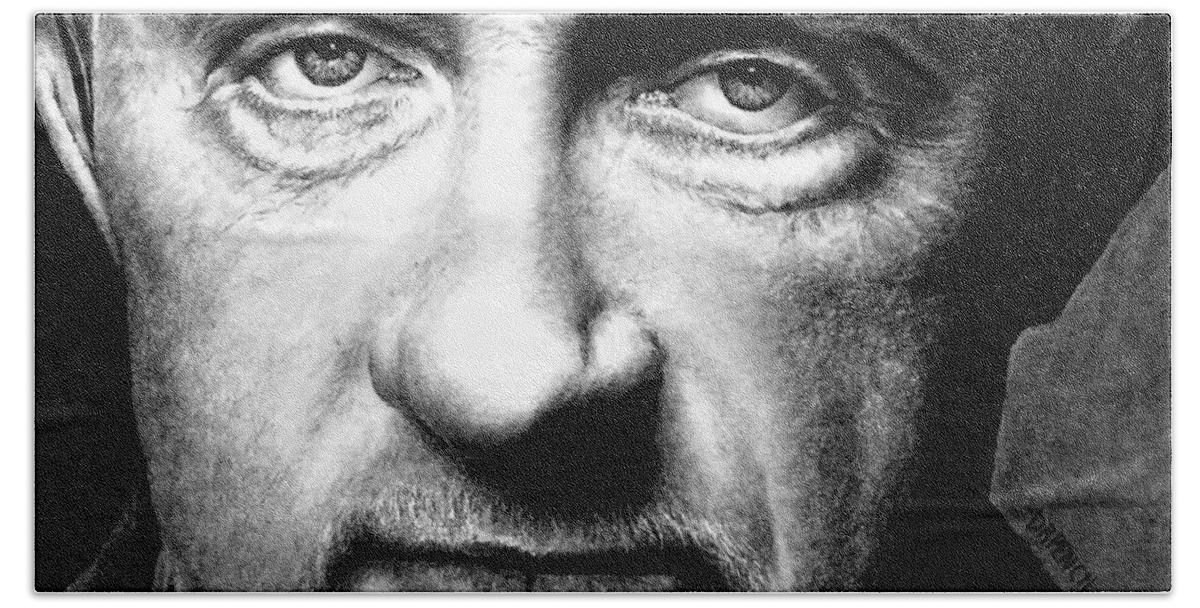 Mike Ehrmantraut Bath Towel featuring the drawing Mike Ehrmantraut #1 by Rick Fortson