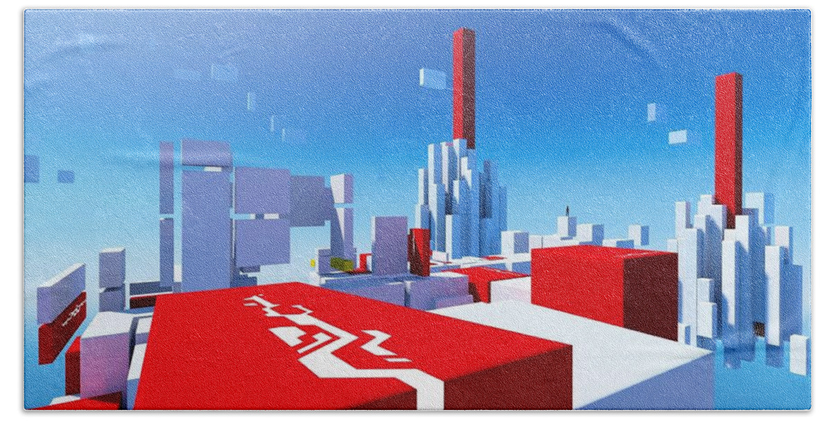 Mirror's Edge Bath Towel featuring the digital art Mirror's Edge #1 by Maye Loeser