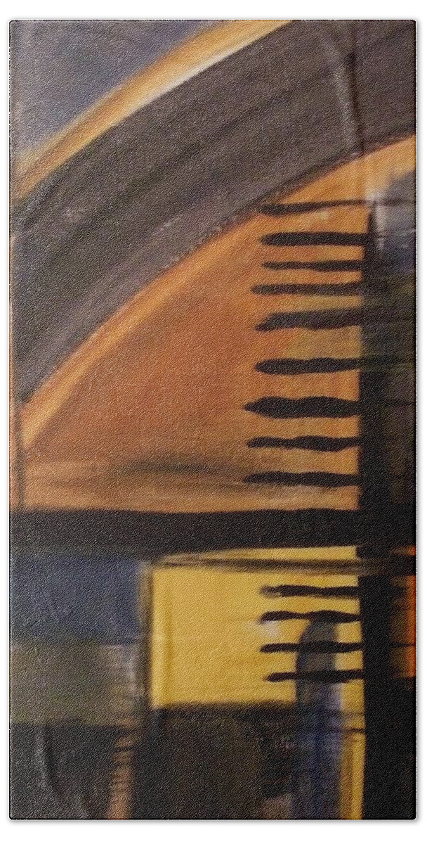 Abstract Bath Towel featuring the painting Modern Architecture 1 #1 by Anita Burgermeister