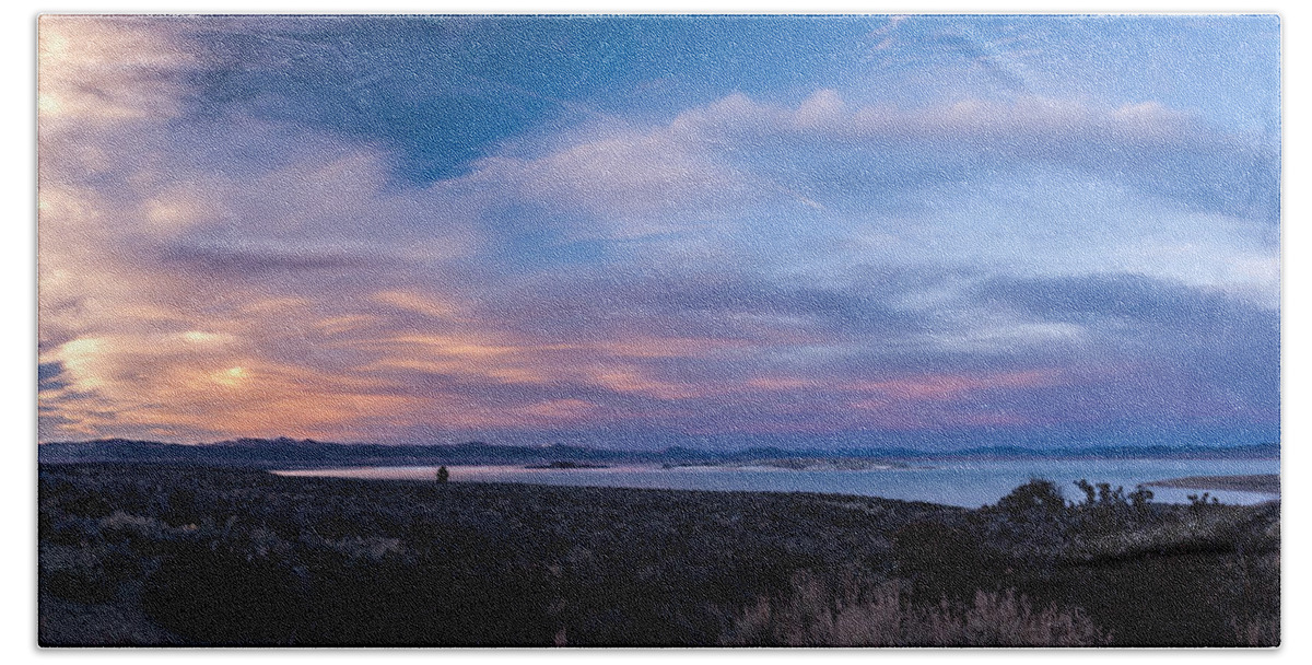 Night Hand Towel featuring the photograph Mono Lake Sunset #1 by Cat Connor