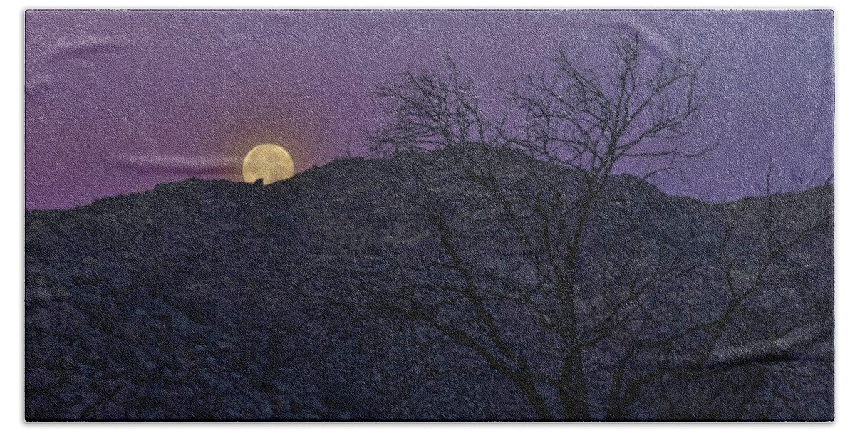 Full Bath Towel featuring the photograph Moon set at sunrise by Gaelyn Olmsted