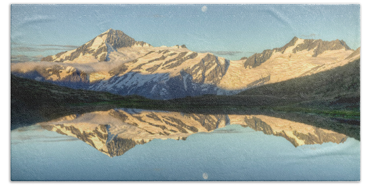 00441029 Hand Towel featuring the photograph Mount Aspiring Moonrise Over Cascade #1 by Colin Monteath